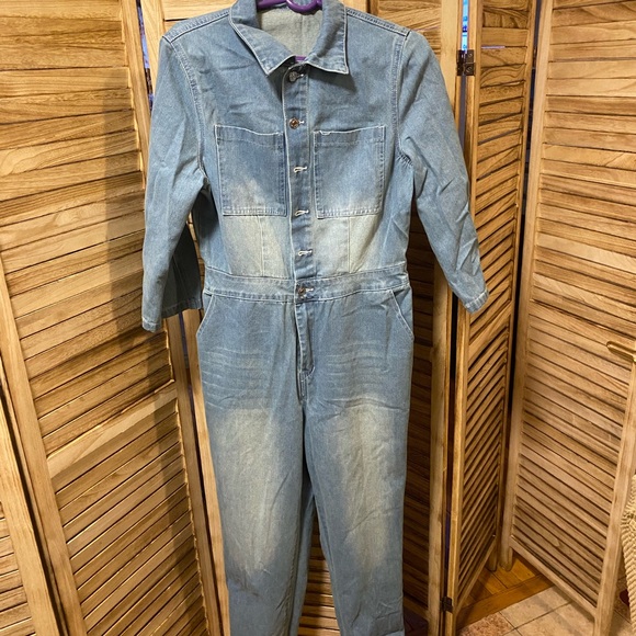 SHEIN Button front denim jumpsuit - Picture 8 of 16